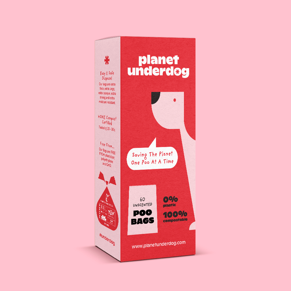 60 Planet Underdog Compostable Dog Poop Bags - Red Box - PawsLoft