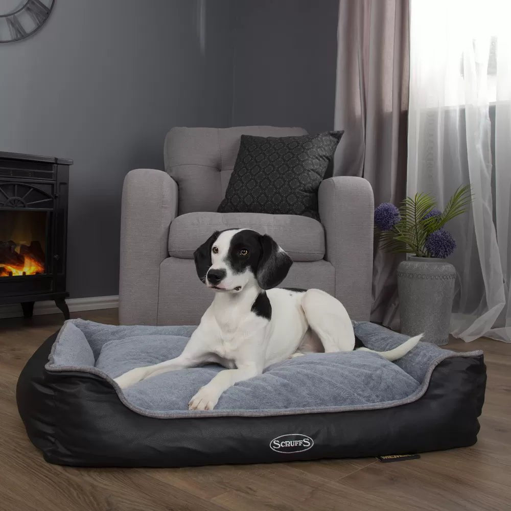 Chateau Memory Foam Orthopaedic Box Dog Bed (Dove, Latte) by Scruffs - PawsLoft
