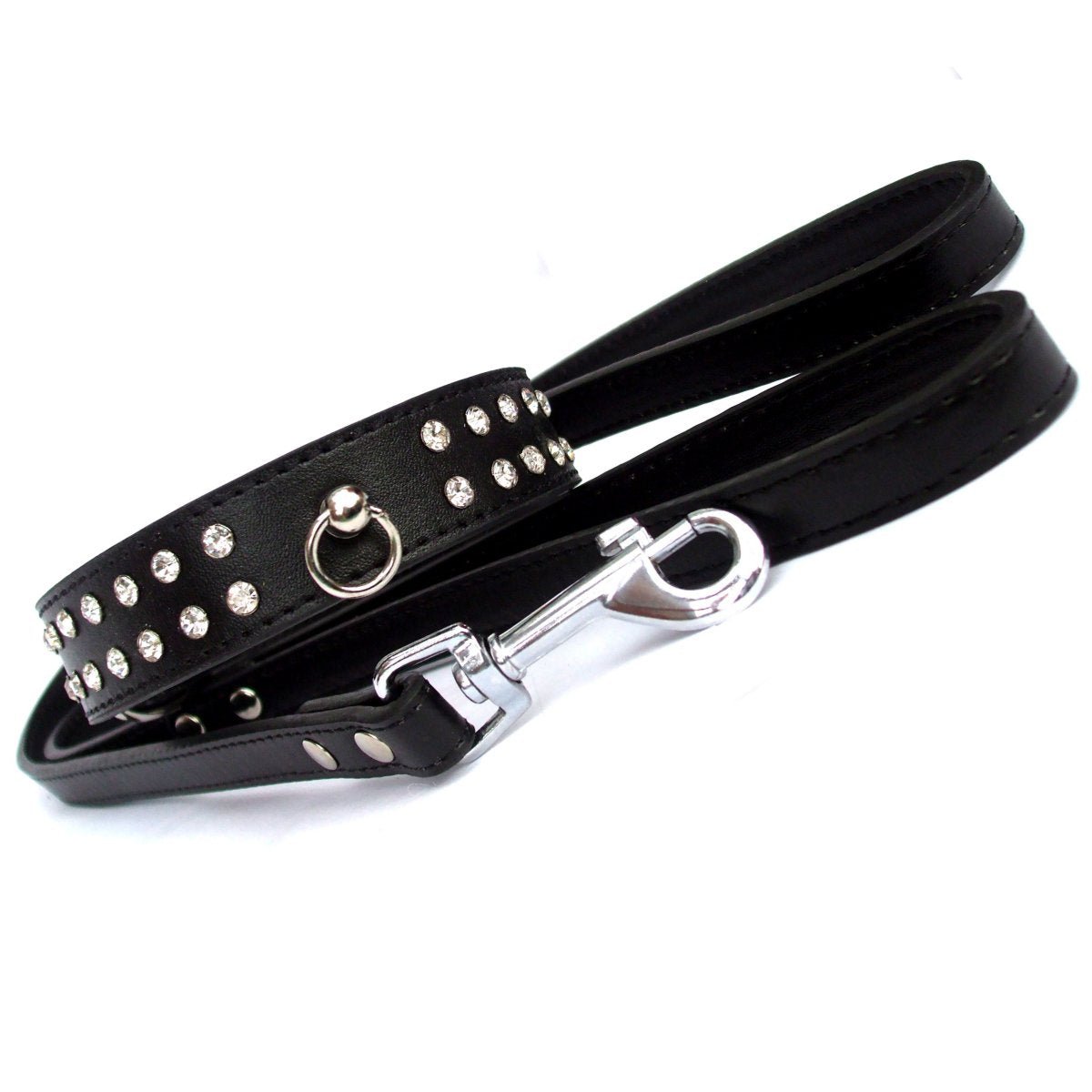Diamante Collar Lead Set - Black - PawsLoft